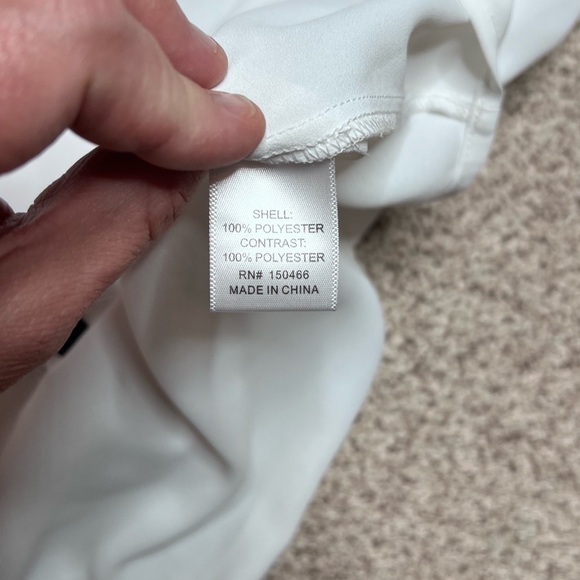 41 HAWTHORN Womens Size XL White Blue 3/4 Sleeve Keyhole Neck Blouse Shirt - Picture 4 of 4